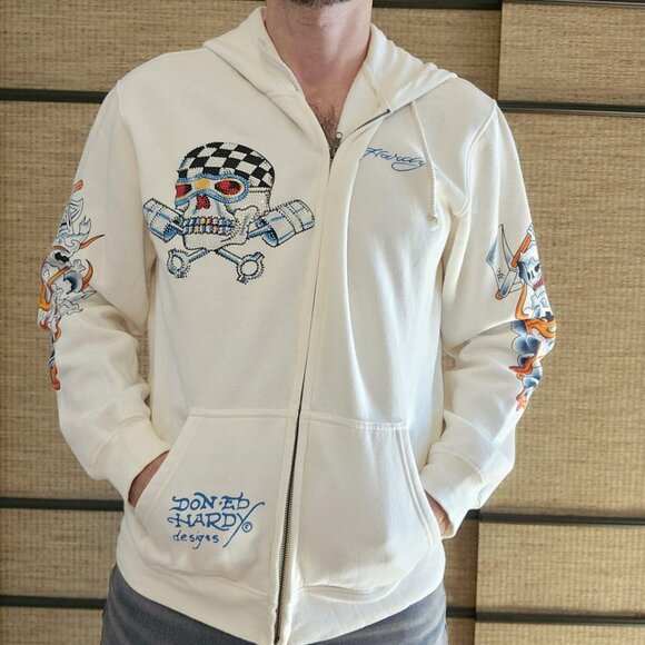 Vintage Ed Hardy Skull Hoodie - Picture 1 of 16